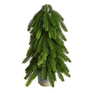 Nearly Natural 17&quot Christmas Pine Artificial Tree in Decorative Planter