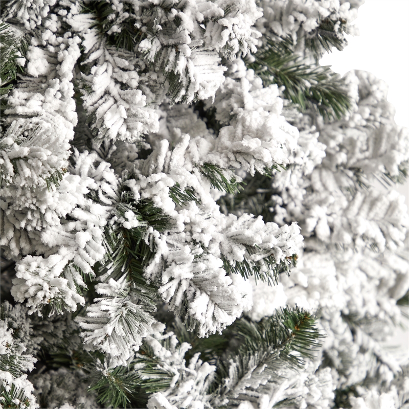 Nearly Natural 10ft Flocked West Virginia Fir Christmas Tree w/ 800 Clear LED