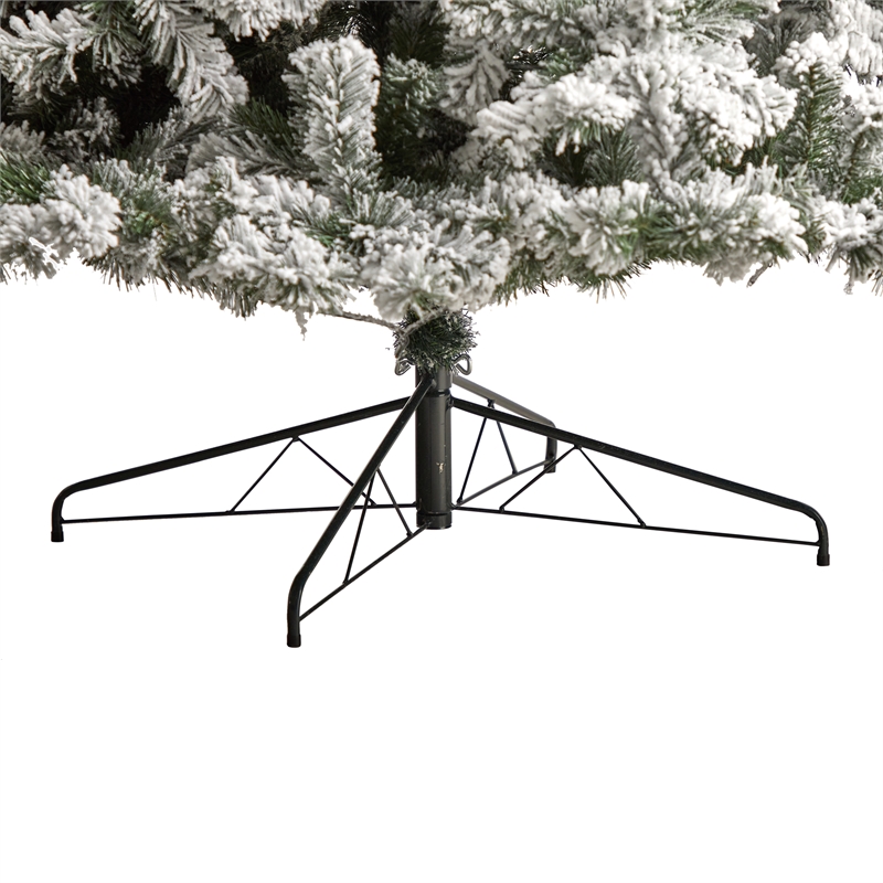 Nearly Natural 10ft Flocked West Virginia Fir Christmas Tree w/ 800 Clear LED