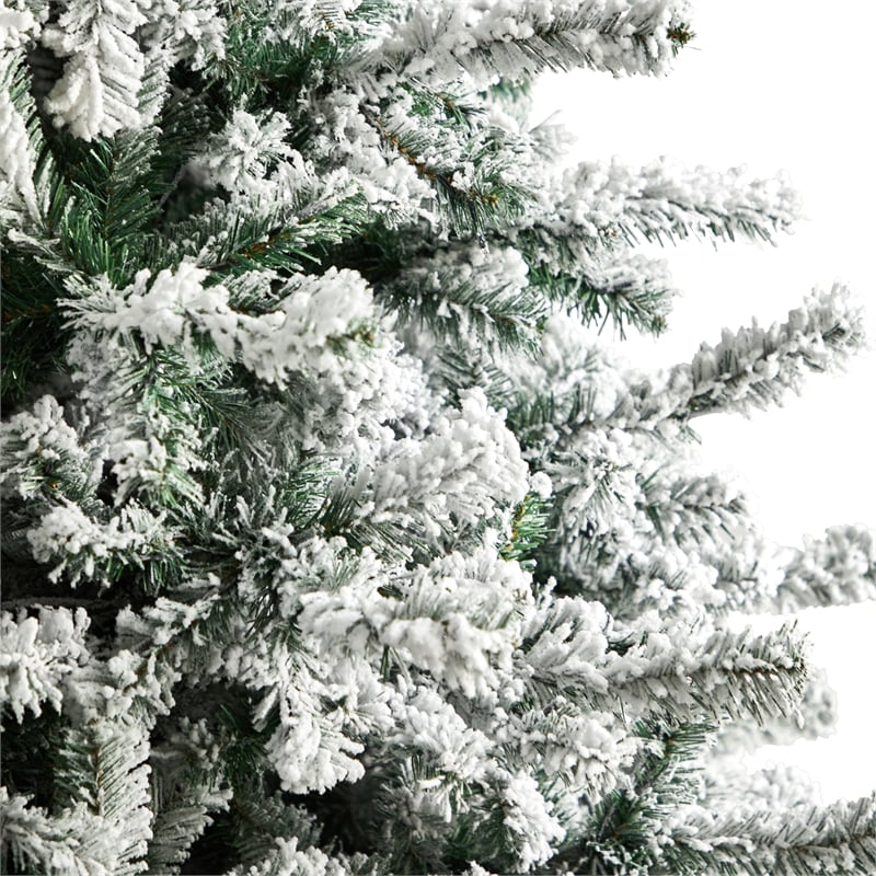 Nearly Natural 10ft Flocked Rock Springs Spruce Christmas Tree w/ 800 LED Lights