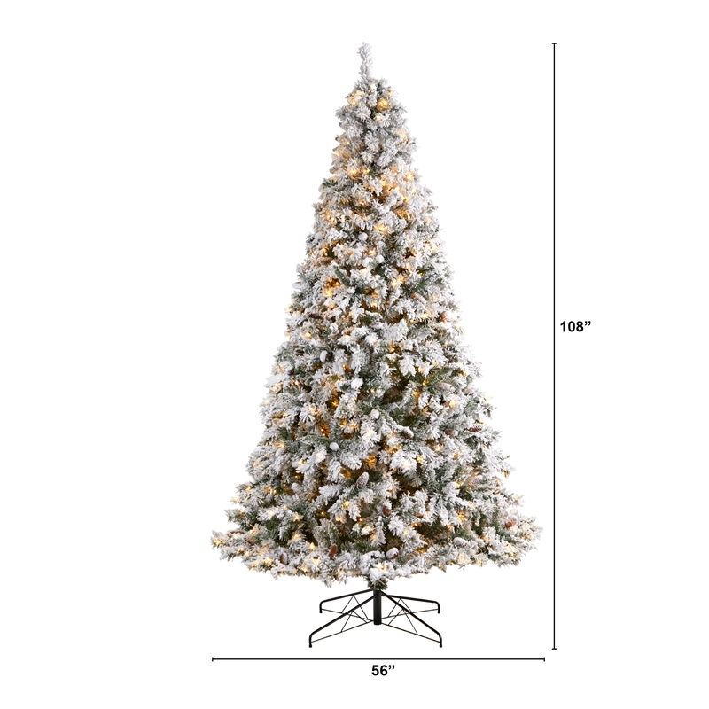 Nearly Natural 9ft Flocked White River Mountain Pine Christmas Tree