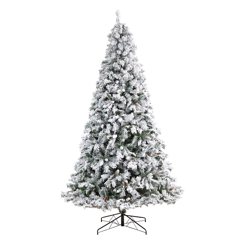 Nearly Natural 9ft Flocked White River Mountain Pine Christmas Tree
