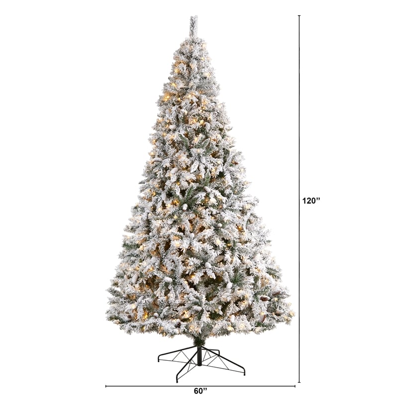 Nearly Natural 10ft Flocked White River Mountain Pine Christmas Tree