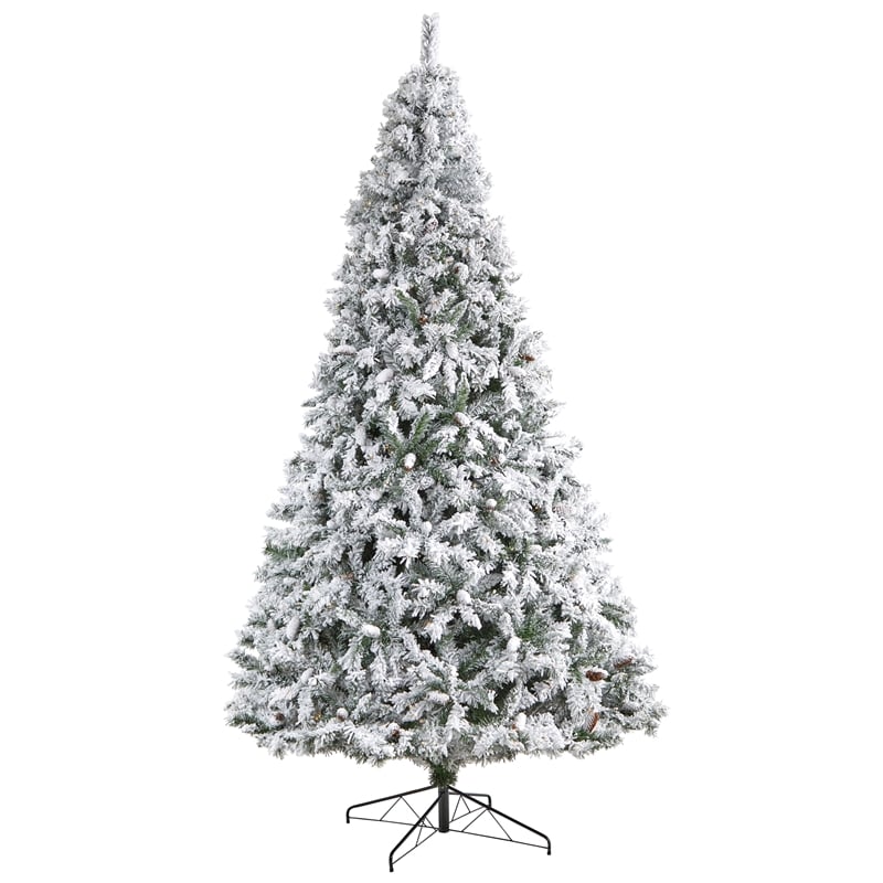 Nearly Natural 10ft Flocked White River Mountain Pine Christmas Tree