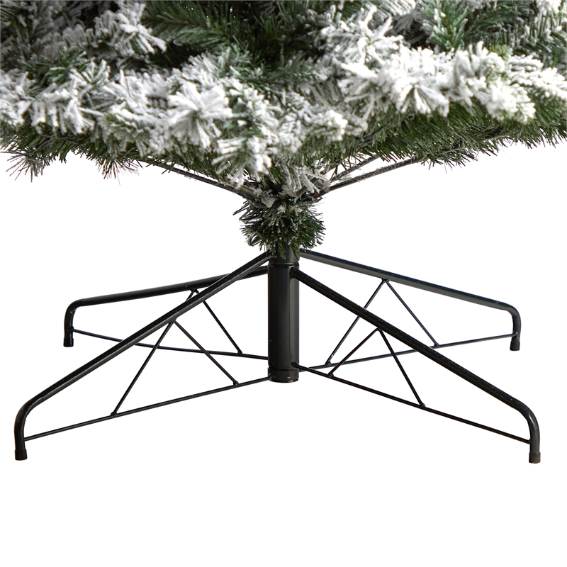 Nearly Natural 9ft Flocked Vermont Mixed Pine Christmas Tree w/ 650 LED Lights