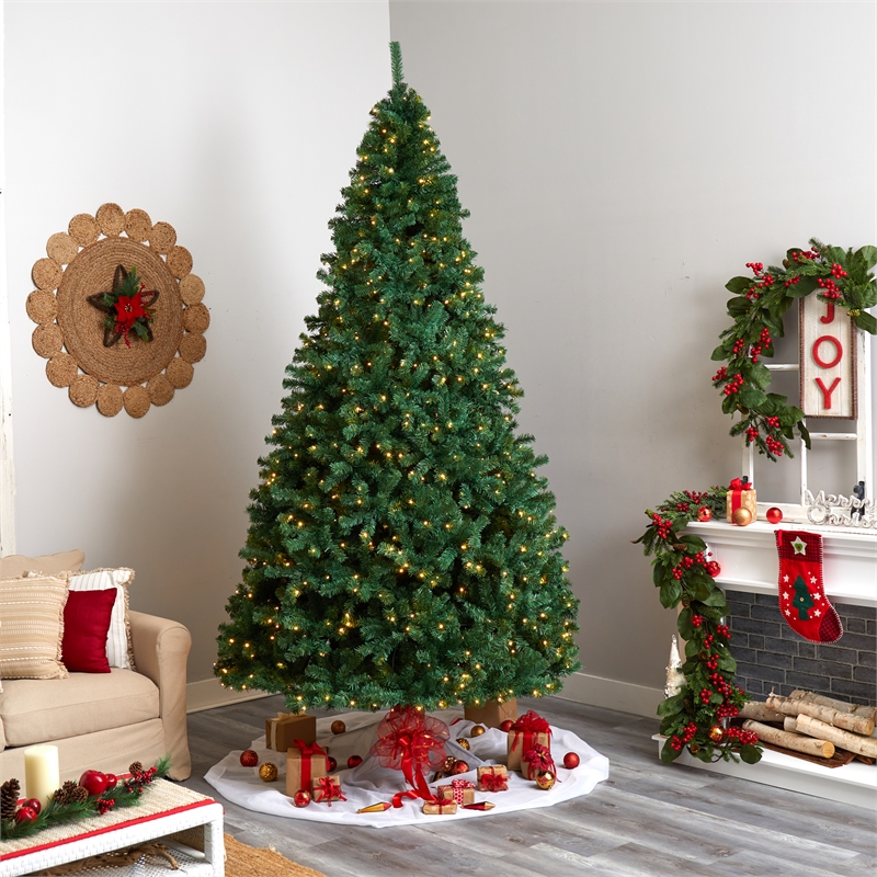 Nearly Natural 10ft Northern Tip Christmas Tree w/ 800 Clear LED Lights