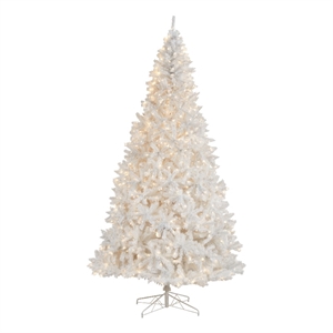 Nearly Natural 11ft White Christmas Tree with 1000 LED Lights in White