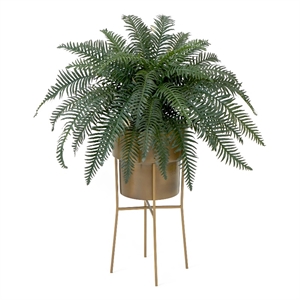 Nearly Natural 34&quot Artificial River Fern Plant in Metal Planter w/ Stand DIY KIT