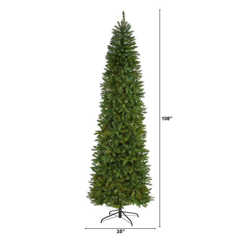 Nearly Natural 9ft Slim Green Mountain Pine Christmas Tree
