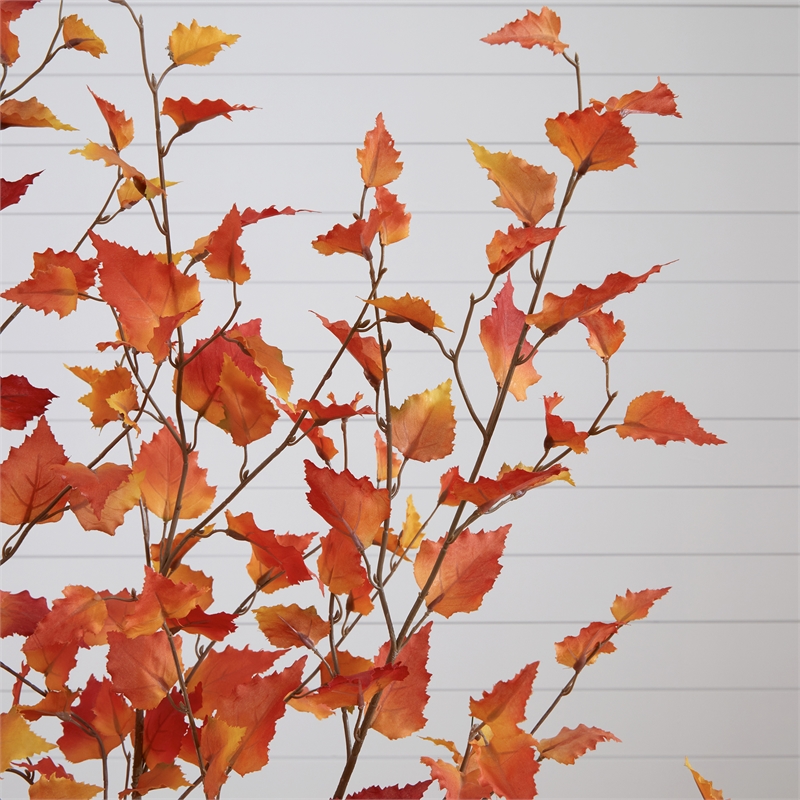 Nearly Natural 5ft Autumn Birch Artificial Fall Tree in Orange