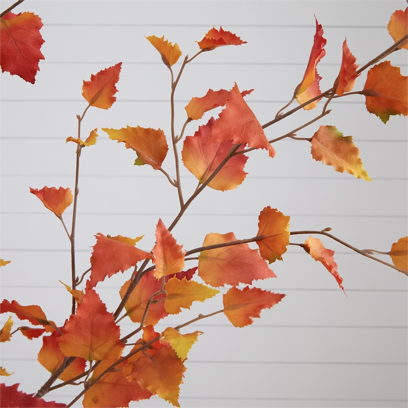 Nearly Natural 6ft Autumn Birch Artificial Fall Tree in Orange