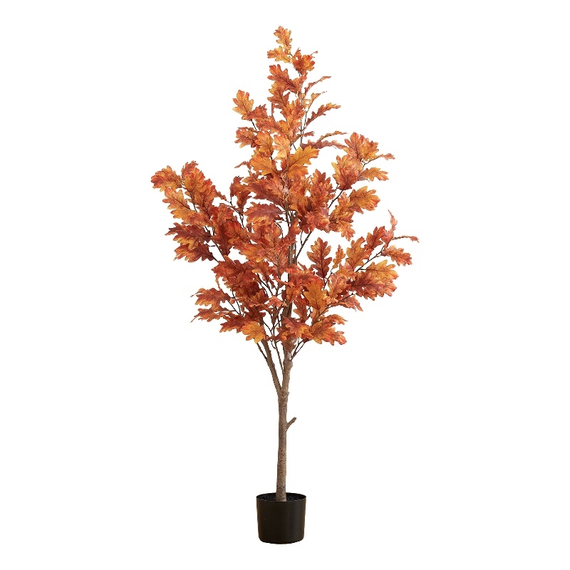 Nearly Natural 5ft Autumn Oak Artificial Fall Tree in Orange