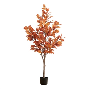 Nearly Natural 5ft Autumn Oak Artificial Fall Tree in Orange