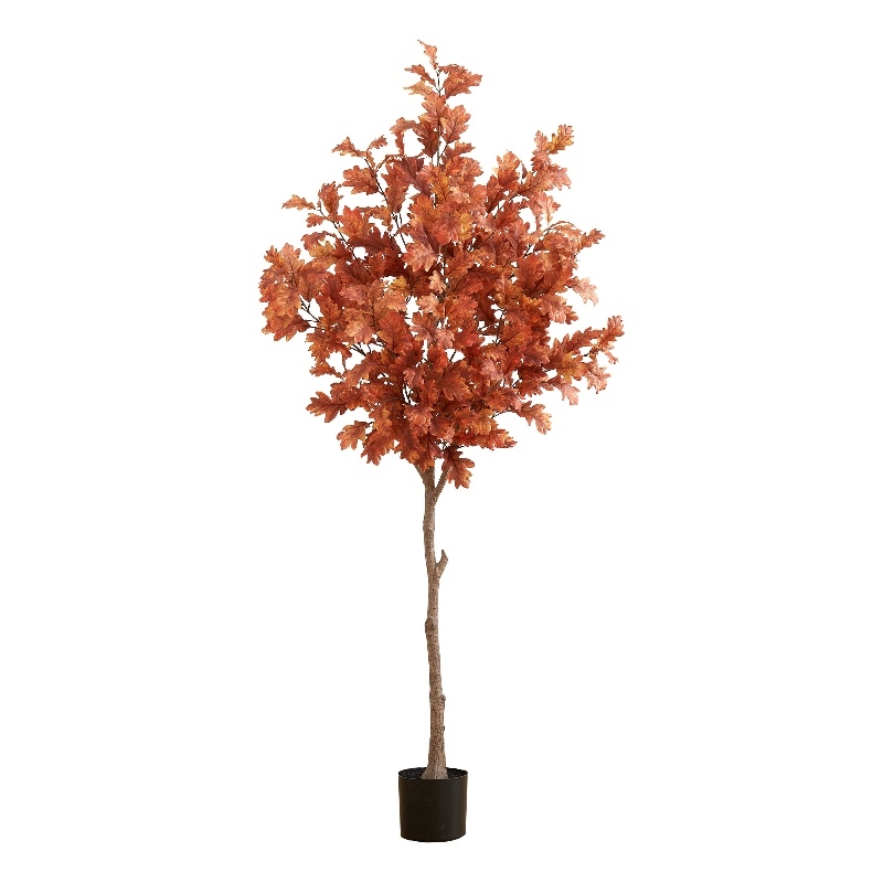 Nearly Natural 6ft Autumn Oak Artificial Fall Tree in Orange