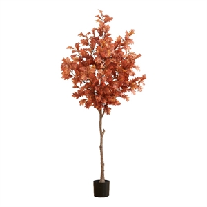 Nearly Natural 6ft Autumn Oak Artificial Fall Tree in Orange