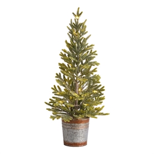 Nearly Natural 26&quot Pine Natural Look Christmas Tree in Rustic Metal