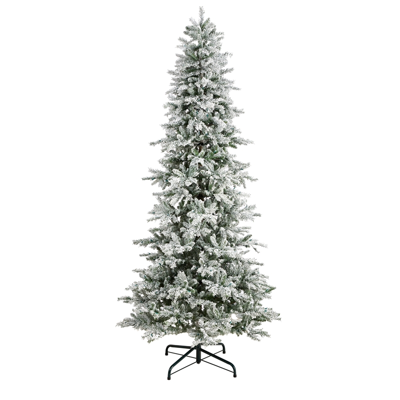 Nearly Natural 9.5ft Slim Flocked Nova Scotia Spruce Christmas Tree