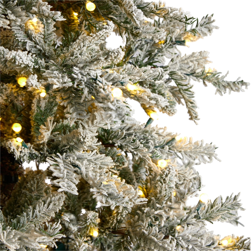 Nearly Natural 9.5ft Slim Flocked Nova Scotia Spruce Christmas Tree