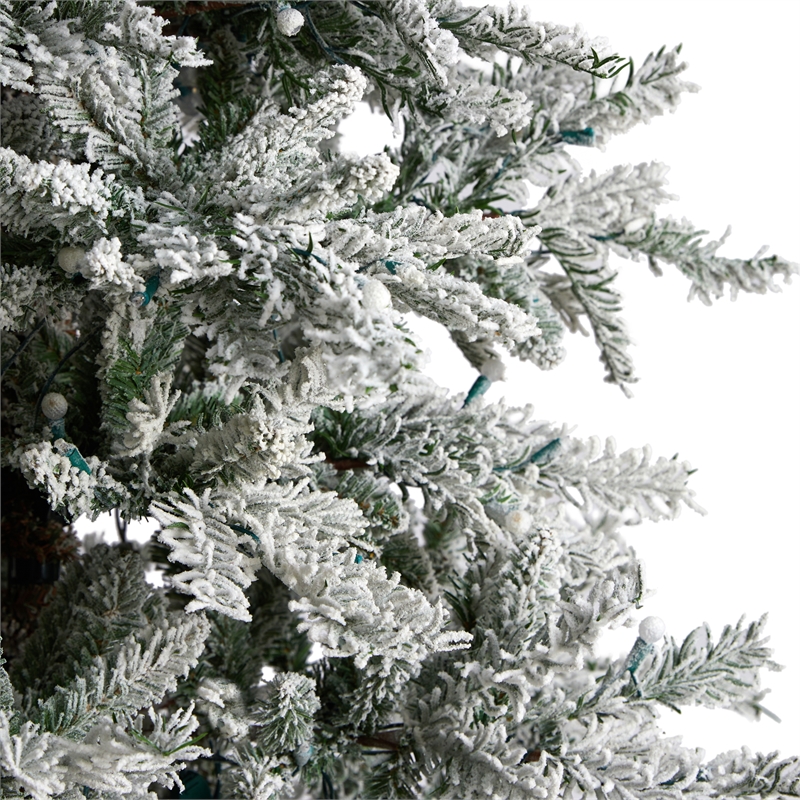 Nearly Natural 9.5ft Slim Flocked Nova Scotia Spruce Christmas Tree