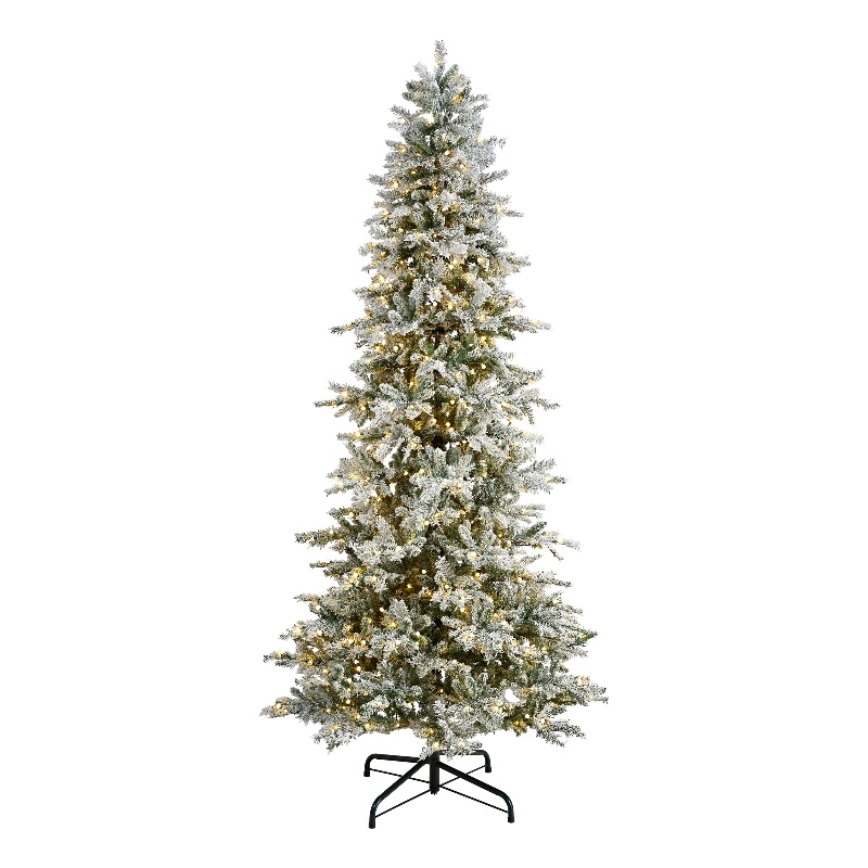 Nearly Natural 9.5ft Slim Flocked Nova Scotia Spruce Christmas Tree
