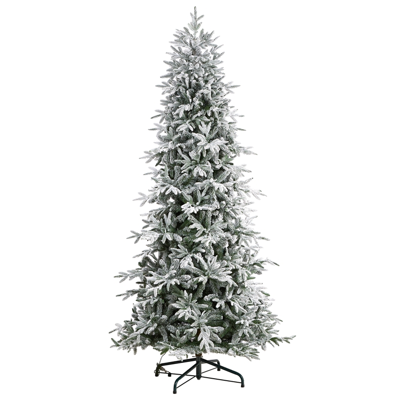 Nearly Natural 9.5ft Flocked Manchester Spruce Christmas Tree w/ 650 Lights