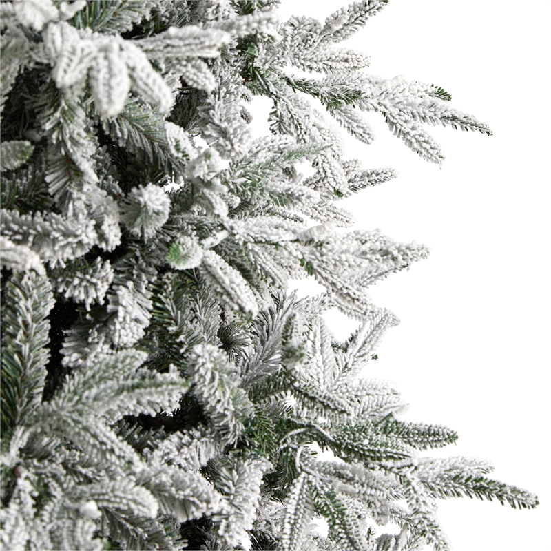 Nearly Natural 9.5ft Flocked Manchester Spruce Christmas Tree w/ 650 Lights