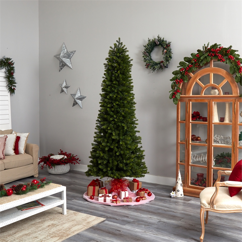 Nearly Natural 8.5ft Slim Colorado Mountain Spruce Christmas Tree
