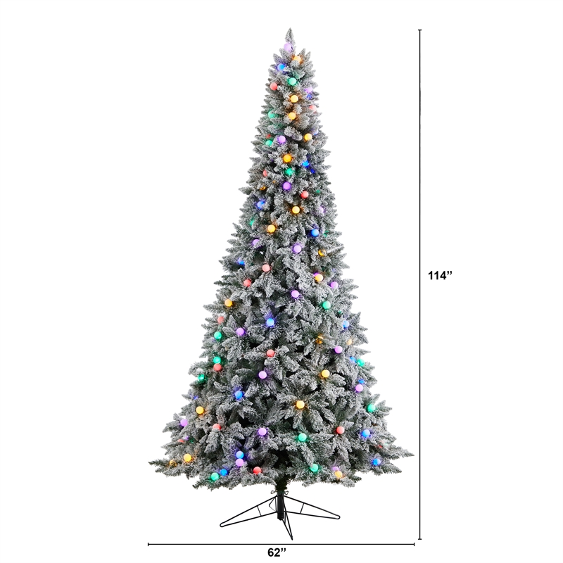 Nearly Natural 9.5ft Flocked British Columbia Mountain Fir Christmas Tree