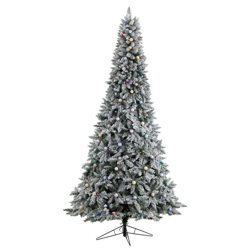 Nearly Natural 9.5ft Flocked British Columbia Mountain Fir Christmas Tree