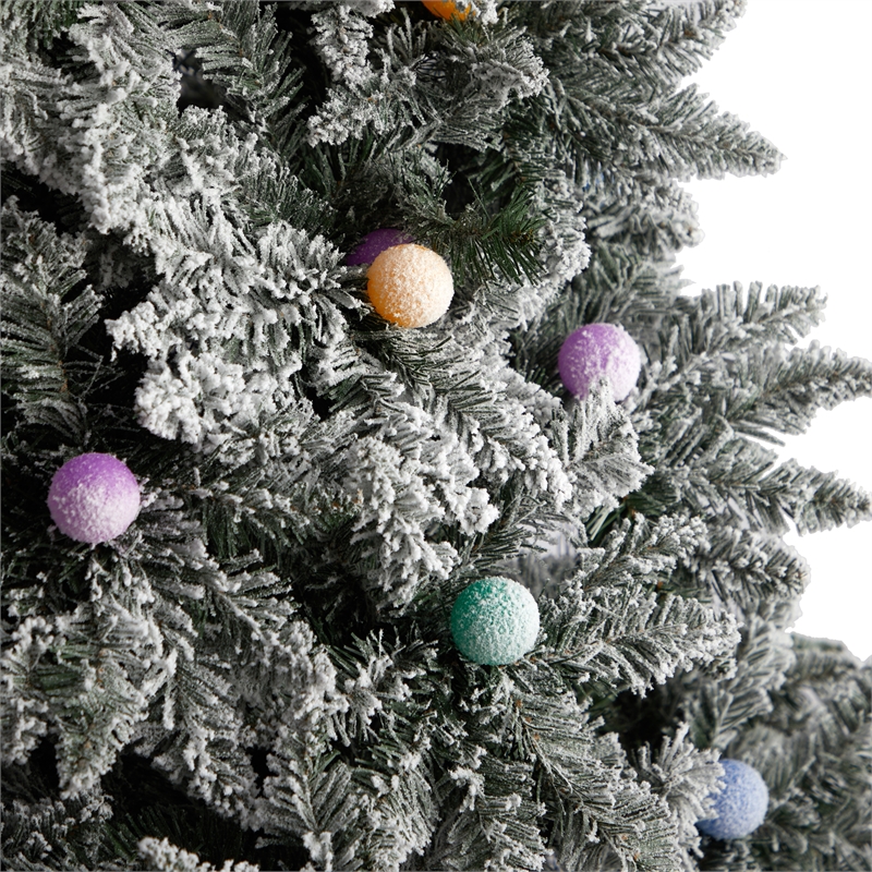 Nearly Natural 9.5ft Flocked British Columbia Mountain Fir Christmas Tree