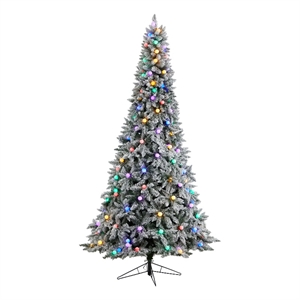 Nearly Natural 9.5ft Flocked British Columbia Mountain Fir Christmas Tree