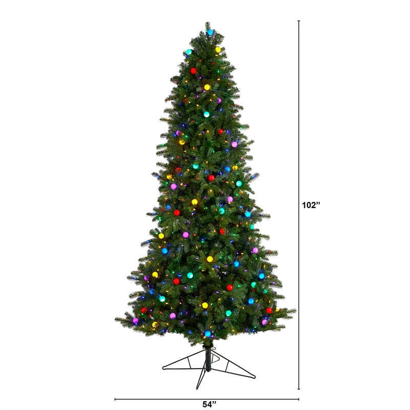 Nearly Natural 8.5ft Montana Mountain Fir Christmas Tree w/ 800 Multi Color LED