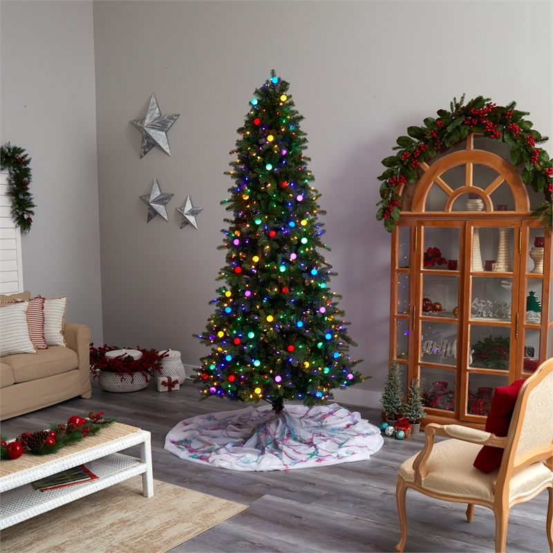 Nearly Natural 8.5ft Montana Mountain Fir Christmas Tree w/ 800 Multi Color LED