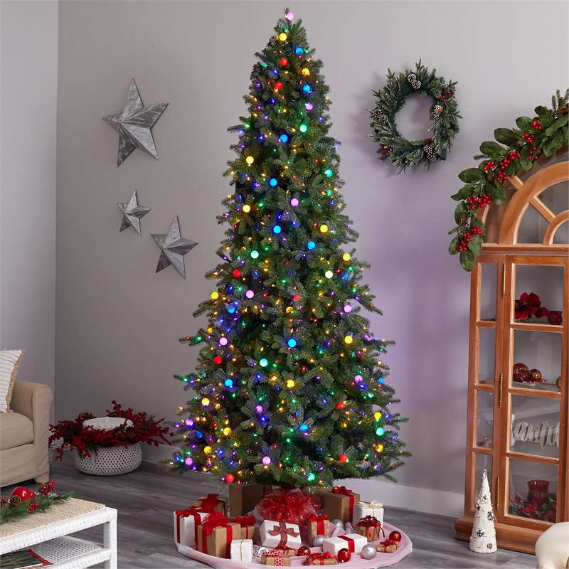 Nearly Natural 9.5ft Montana Mountain Fir Christmas Tree w/ 1150 LED