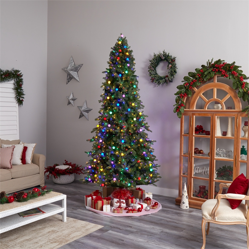 Nearly Natural 9.5ft Montana Mountain Fir Christmas Tree w/ 1150 LED