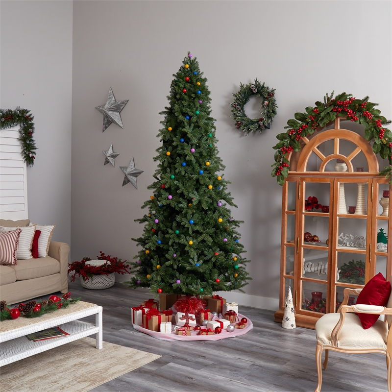 Nearly Natural 9.5ft Montana Mountain Fir Christmas Tree w/ 1150 LED