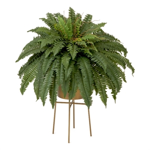 Nearly Natural 32&quot Artificial Boston Fern Plant w/ Metal Planter w/Stand DIY KIT
