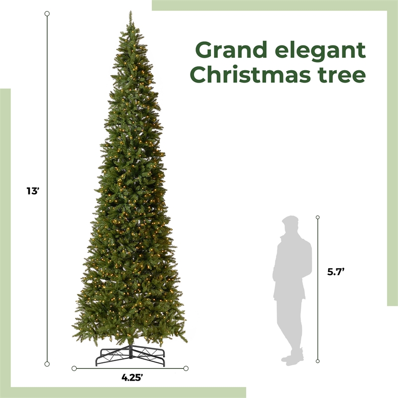 Nearly Natural 13ft Slim Green Mountain Pine Green Christmas Tree