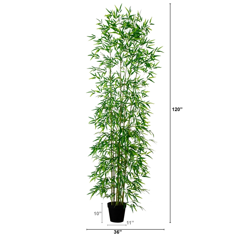 Nearly Natural 10ft Artificial Green Bamboo Tree in Green