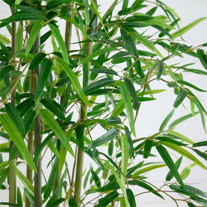 Nearly Natural 11ft Artificial Green Bamboo Tree in Green