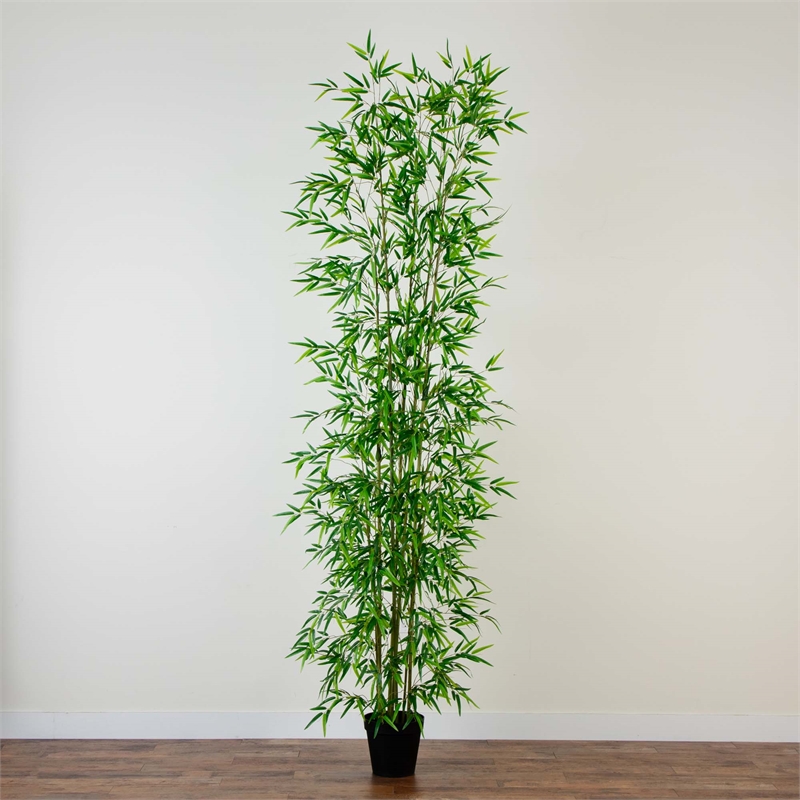 Nearly Natural 11ft Artificial Green Bamboo Tree in Green