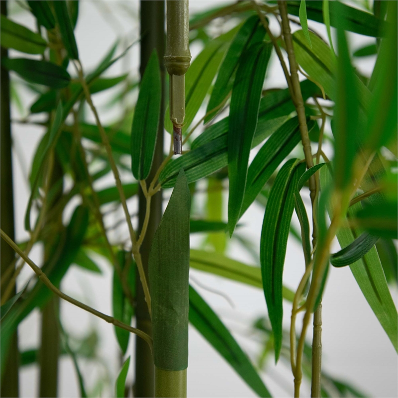 Nearly Natural 12ft Artificial Green Bamboo Tree in Green