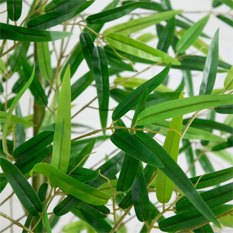 Nearly Natural 12ft Artificial Green Bamboo Tree in Green
