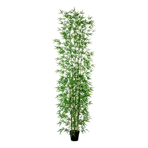 Nearly Natural 12ft Artificial Green Bamboo Tree in Green