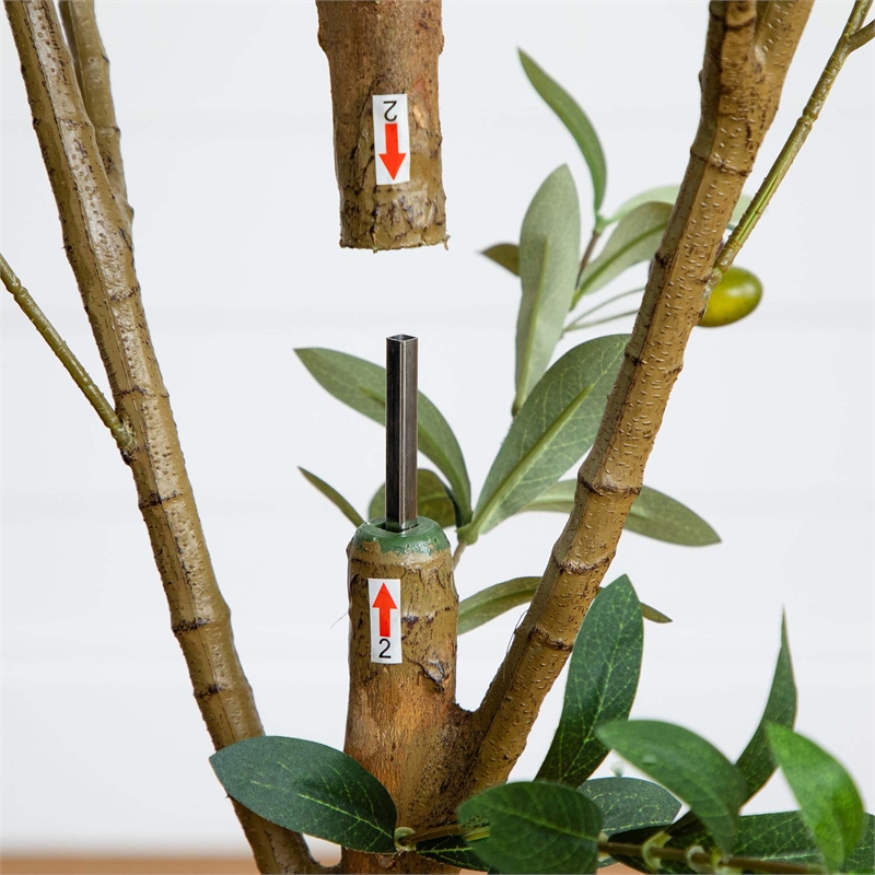 Nearly Natural 8ft Artificial Olive Tree with Natural Trunk in Green
