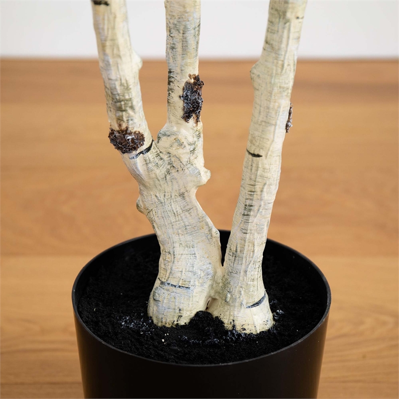 Nearly Natural 7ft Artificial Birch Tree with Real Touch Leaves in Green