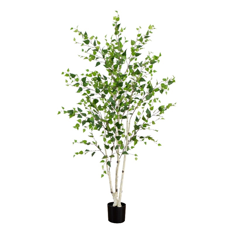 Nearly Natural 7ft Artificial Birch Tree with Real Touch Leaves in Green