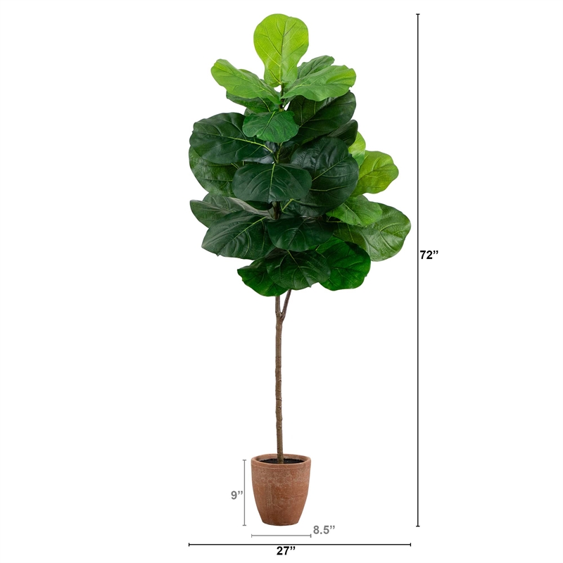 Nearly Natural 6ft Giant Leaf Fiddle Leaf Fig Tree in Planter w/ Real Touch