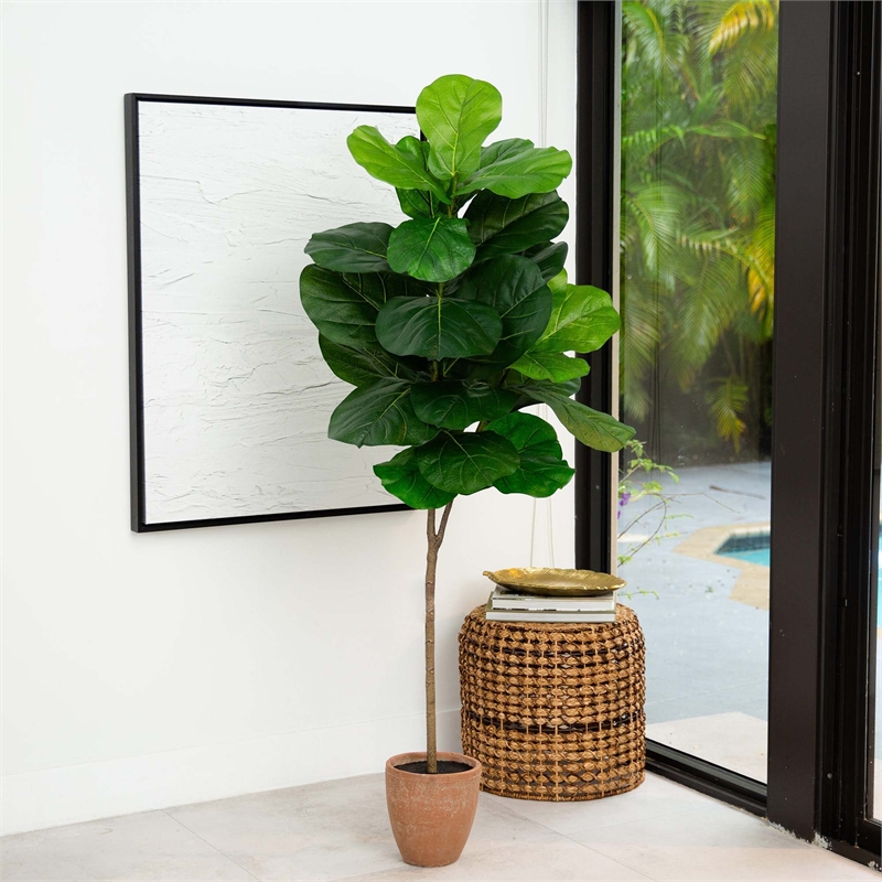 Nearly Natural 6ft Giant Leaf Fiddle Leaf Fig Tree in Planter w/ Real Touch