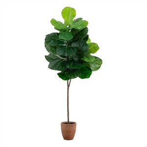 Nearly Natural 6ft Giant Leaf Fiddle Leaf Fig Tree in Planter w/ Real Touch